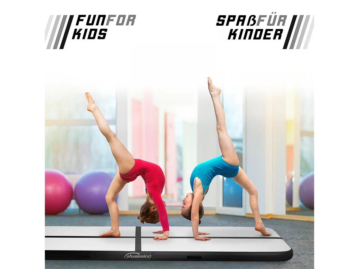 Tapis de gymnastique / Tapis de yoga - 400 x 100 x 10 cm - avec pompe électrique - noir