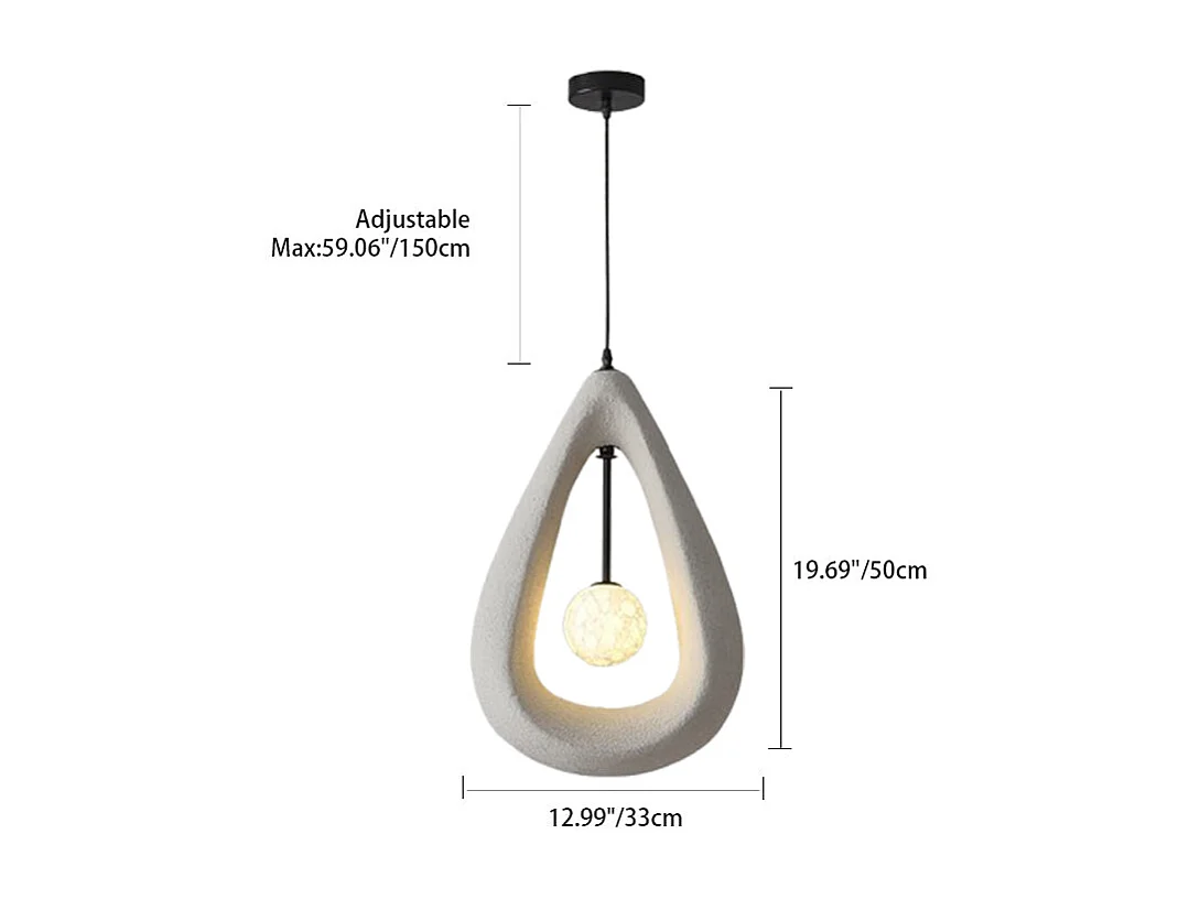 Wine-sabi-lampe plafonnier en polytyrène cage lustre lampe plafond pour salle à manger salon,d33 cm x h50 cm,gris