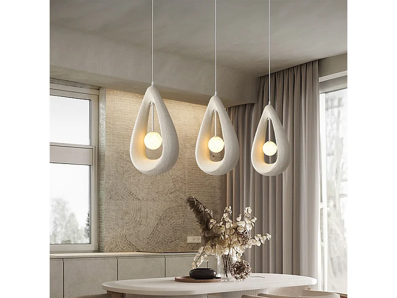 Wine-sabi-lampe plafonnier en polytyrène cage lustre lampe plafond pour salle à manger salon,d33 cm x h50 cm,gris