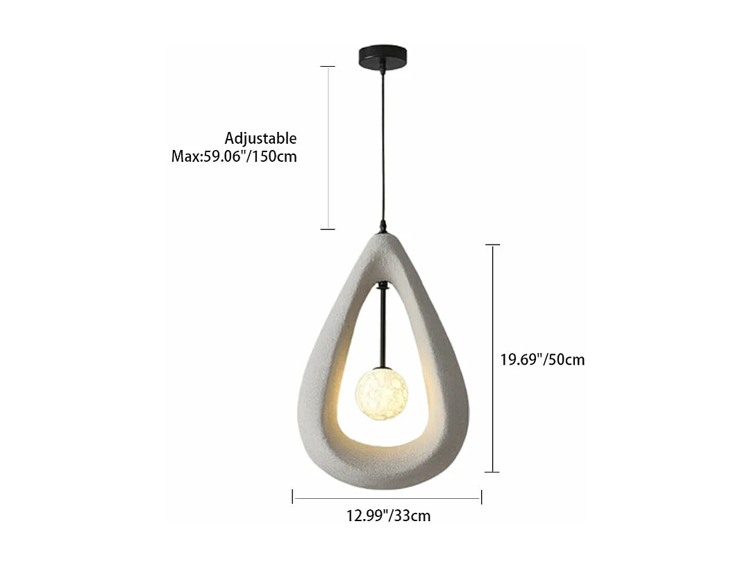 Wine-sabi-lampe plafonnier en polytyrène cage lustre lampe plafond pour salle à manger salon,d33 cm x h50 cm,gris