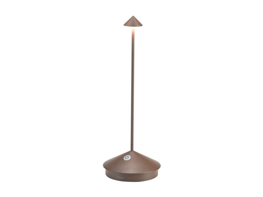 Lampe de table LED Pina Pro Corten rechargeable et dimmable sans fil Zafferano 2200-2700-3000K