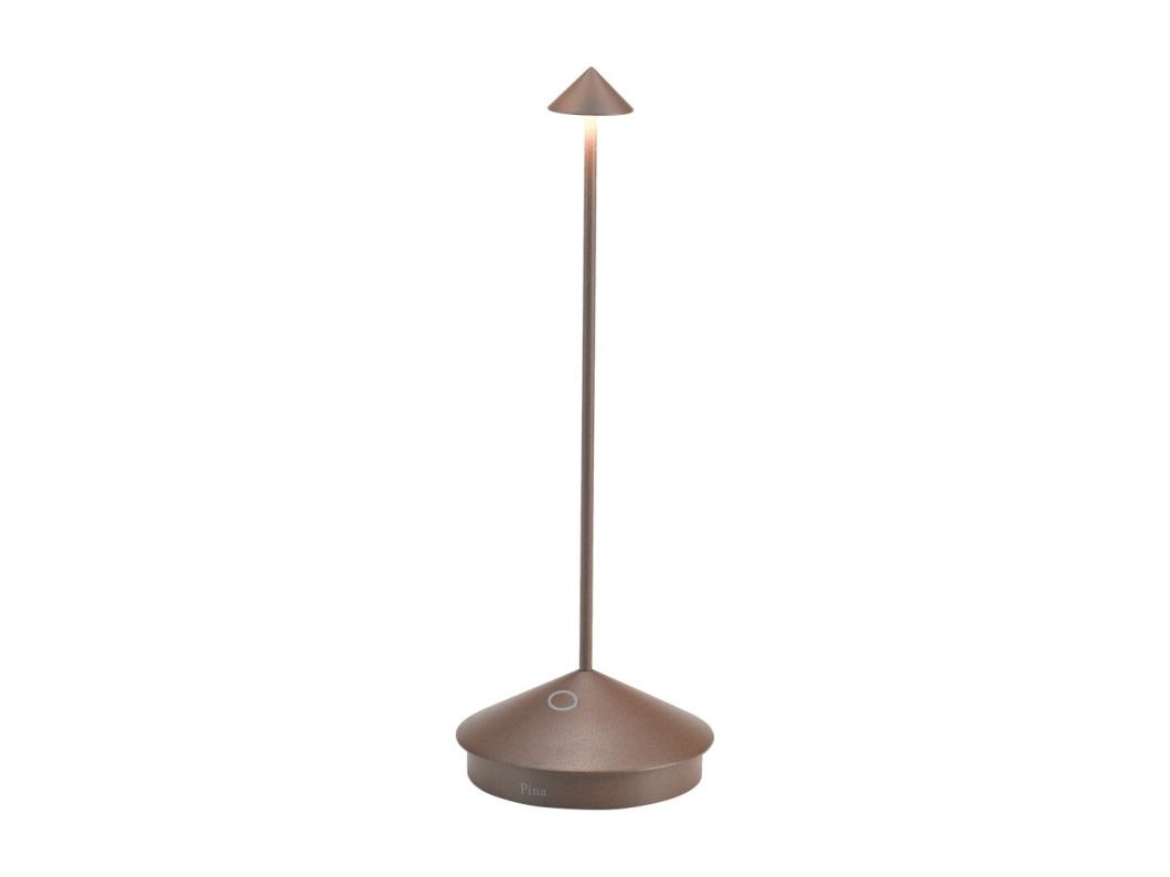 Lampe de table LED Pina Pro Corten rechargeable et dimmable sans fil Zafferano 2200-2700-3000K