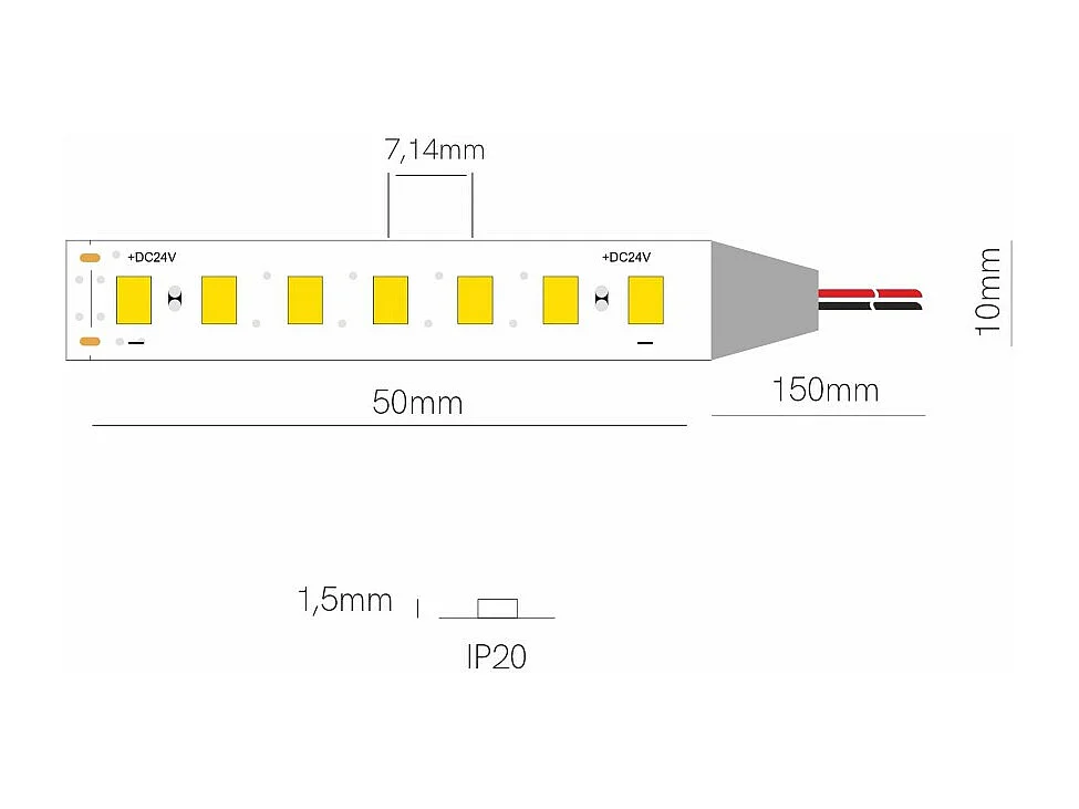 Beneito Faure -  LED-Streifen zur Beleuchtung der Fleischtheke - 5 m Spule 14,4 W/m 85 lm/W IP20 3700 K
