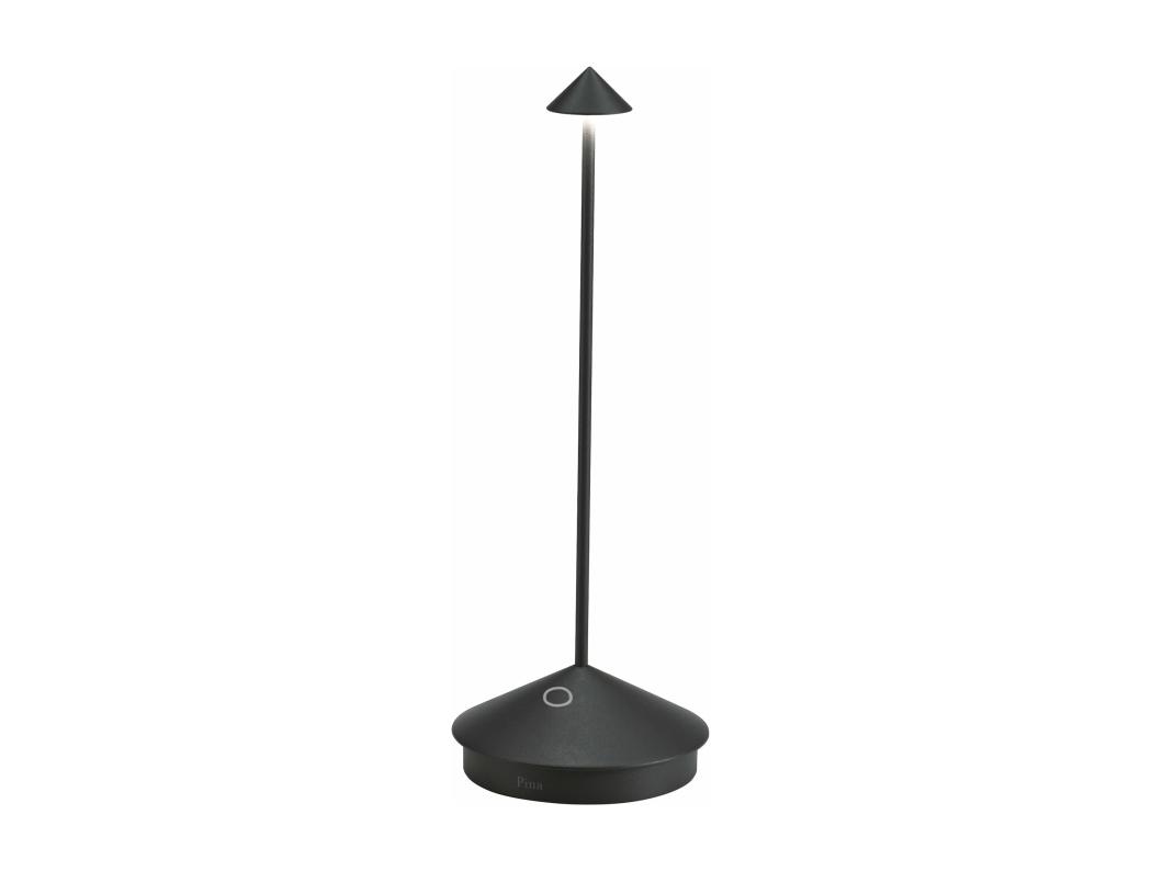 Lampe de table LED Pina Pro Noir Mat rechargeable et dimmable sans fil Zafferano 2200-2700-3000K