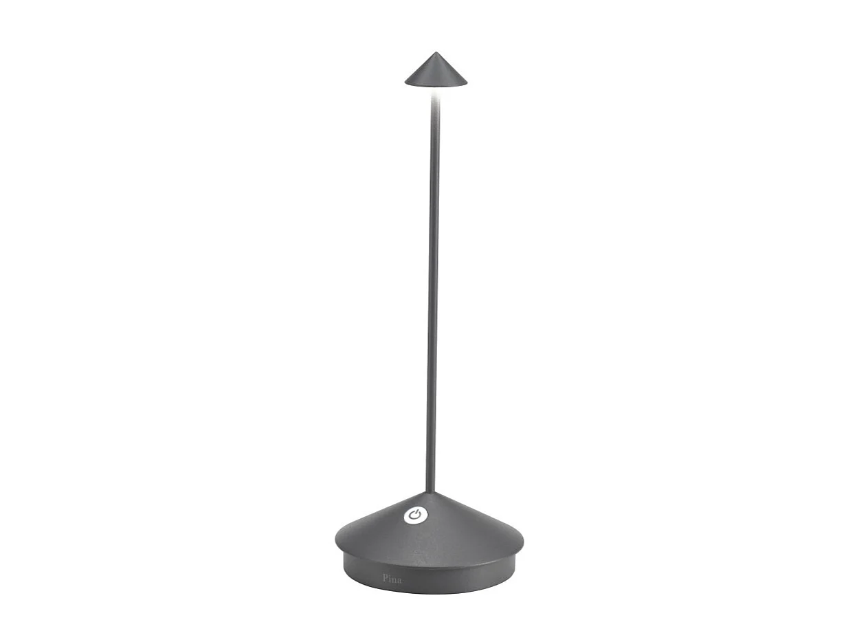 Lampe de table LED Pina Pro Gris Foncé rechargeable et dimmable sans fil Zafferano 2200-2700-3000K