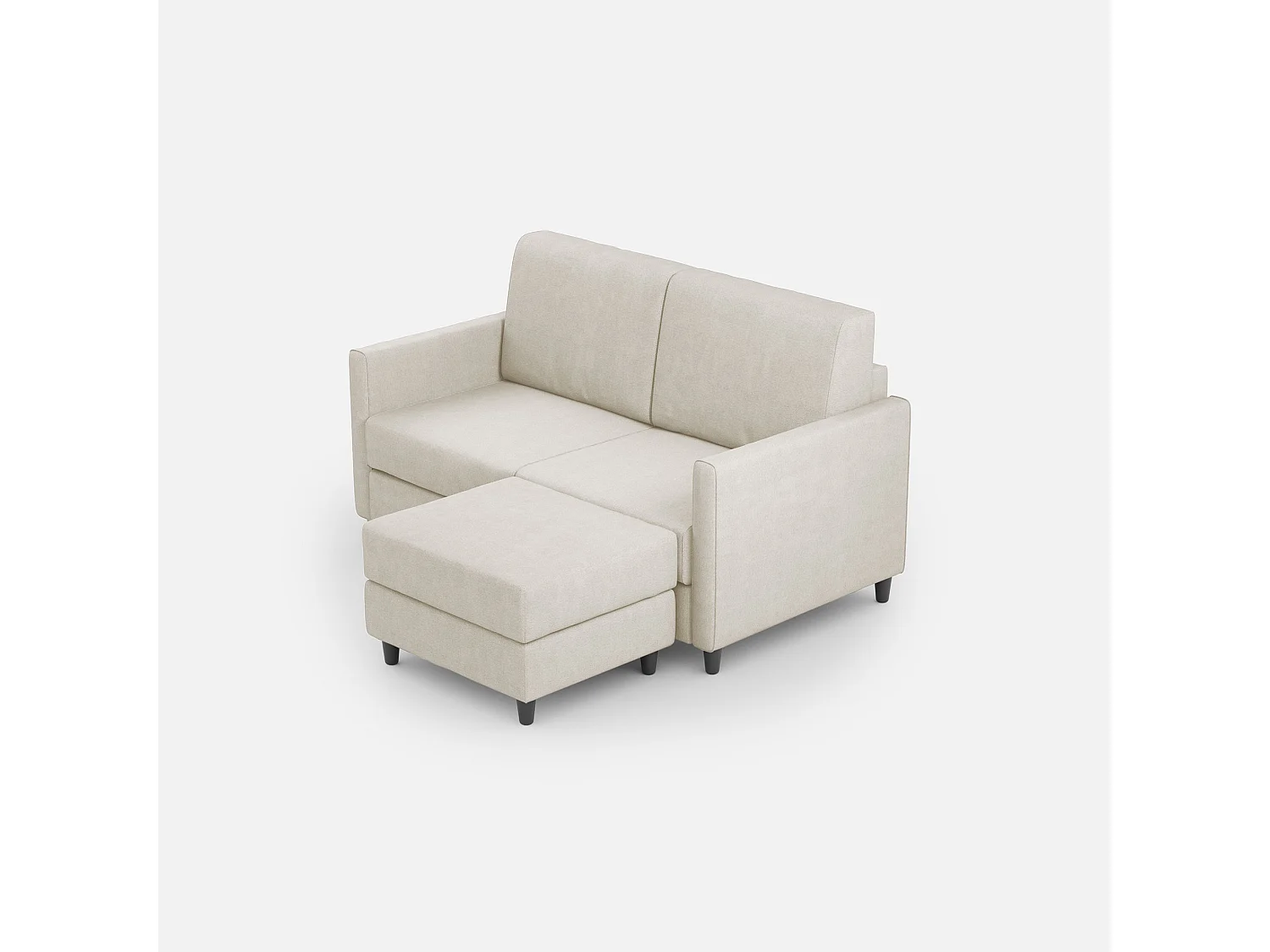 Canapé Karay 2 places (deux places 60cm) + pouf dimensions extérieures L.138 P.155 coloris lait