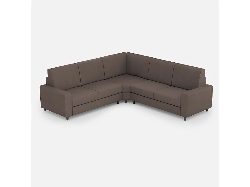 Divano Sakar 2 posti (due sedute da 60cm)+ angolo + divano 2 posti (due sedute da 60cm) misure esterne L.226x226 colore talpa