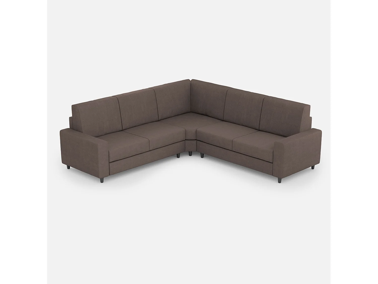 Divano Sakar 2 posti (due sedute da 60cm)+ angolo + divano 2 posti (due sedute da 60cm) misure esterne L.226x226 colore talpa