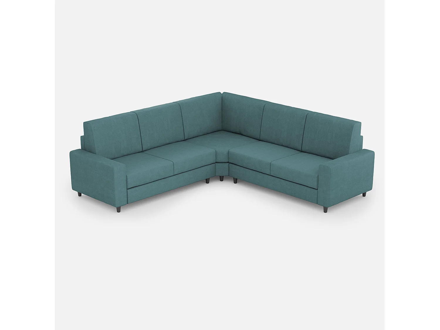 Sakar 2-Sitzer-Sofa mittelgroß (zwei 70-cm-Sitze) + Ecksofa + mittelgroß 2-Sitzer-Sofa (zwei 70-cm-Sitze), Außenmaße L.246x246 in der Farbe Petrol