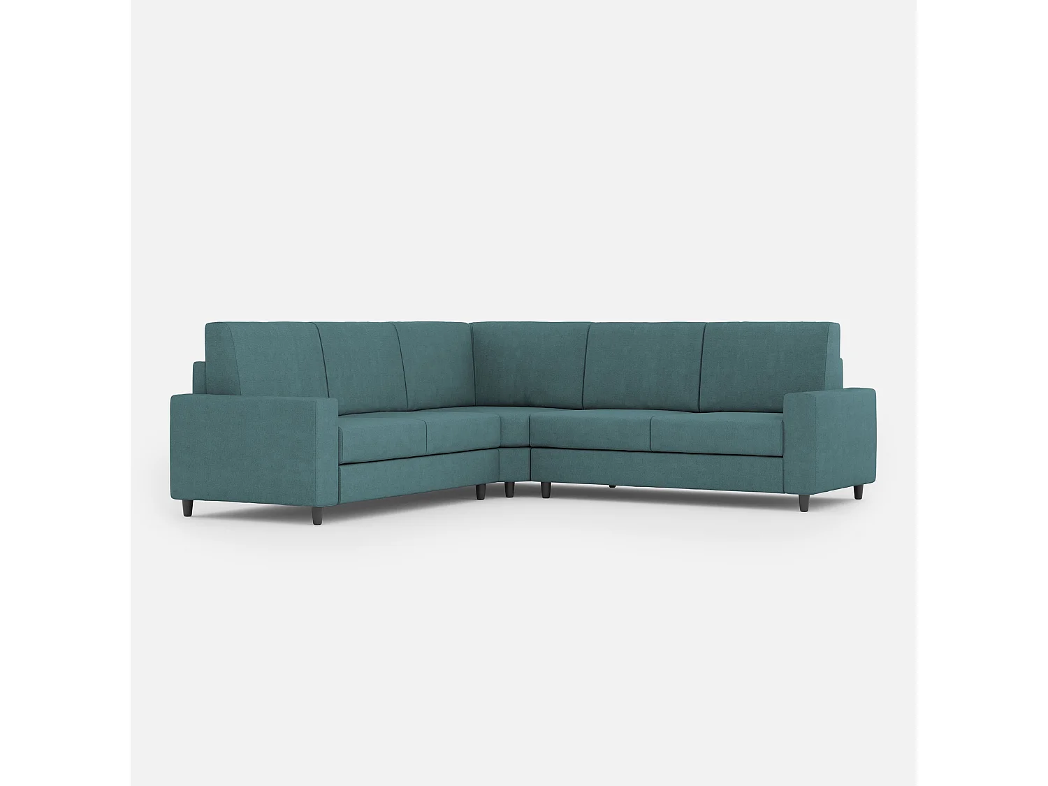 Sakar 2-Sitzer-Sofa mittelgroß (zwei 70-cm-Sitze) + Ecksofa + mittelgroß 2-Sitzer-Sofa (zwei 70-cm-Sitze), Außenmaße L.246x246 in der Farbe Petrol