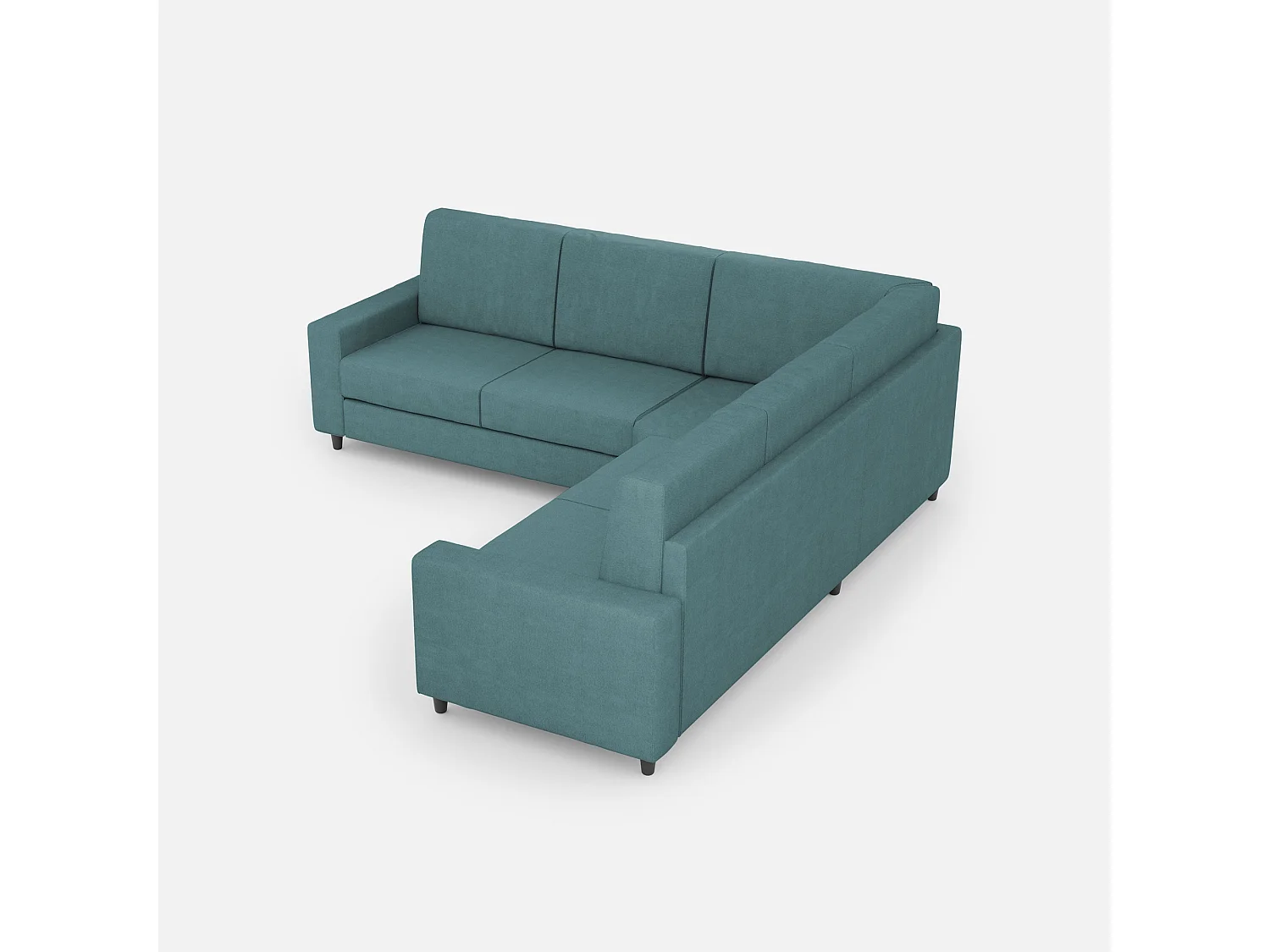 Sakar 2-Sitzer-Sofa mittelgroß (zwei 70-cm-Sitze) + Ecksofa + mittelgroß 2-Sitzer-Sofa (zwei 70-cm-Sitze), Außenmaße L.246x246 in der Farbe Petrol
