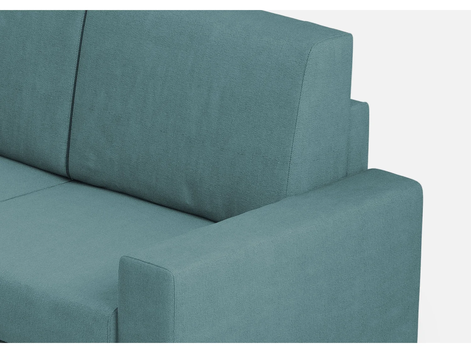 Sakar 2-Sitzer-Sofa mittelgroß (zwei 70-cm-Sitze) + Ecksofa + mittelgroß 2-Sitzer-Sofa (zwei 70-cm-Sitze), Außenmaße L.246x246 in der Farbe Petrol