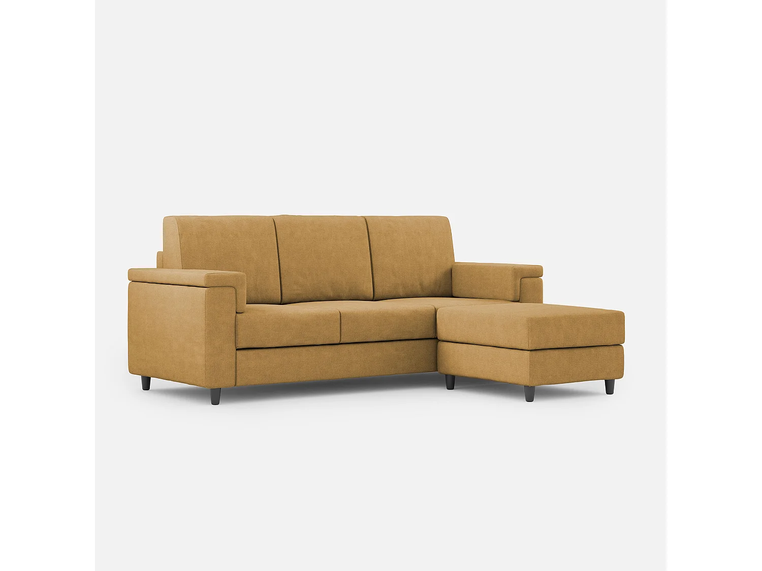 Divano Marrak 3 posti (tre sedute da 60cm) + pouf misure esterne L.208 P.155 colore ocra