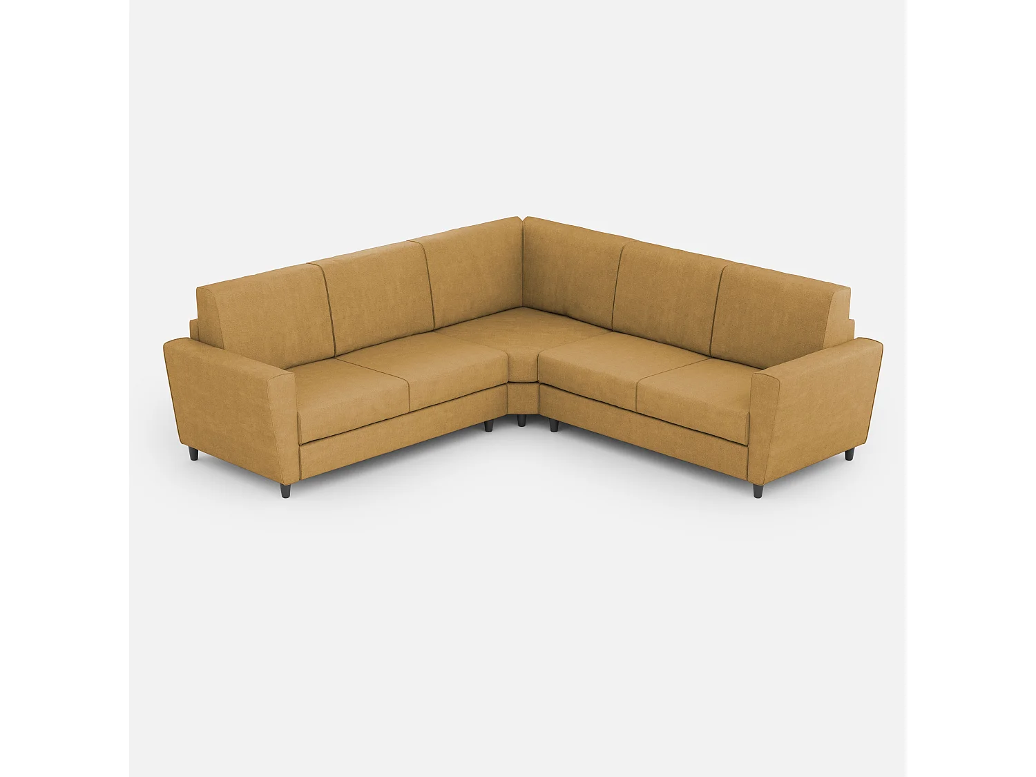 Sofá Yasel mediano de 2 plazas (dos plazas de 70 cm) + rincón + sofá mediano de 2 plazas (dos plazas de 70 cm) dimensiones exteriores L.248x248 ocre