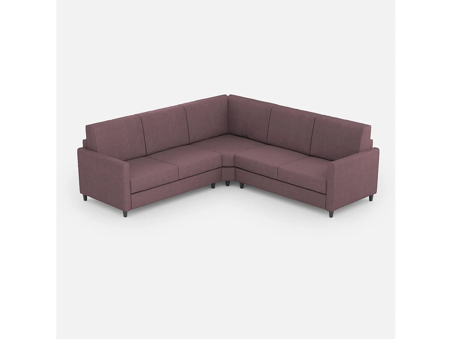 Karay 2-zitsbank (twee zitplaatsen 60cm) + hoek + 2-zitsbank (twee zitplaatsen 60cm) buitenafmetingen L.221x221 pruimkleur