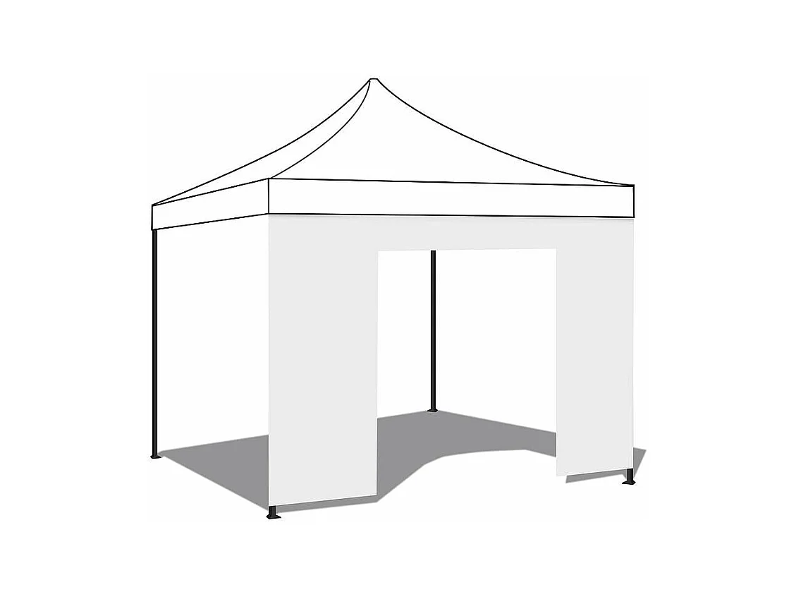 Couverture latérale blanche imperméable 6x2m avec porte enroulable pour tonnelle pliable 3x6m