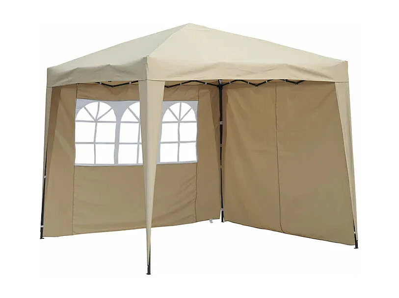 Couverture latérale beige 3x2m avec fenêtres pour tonnelle pliable 3x3m
