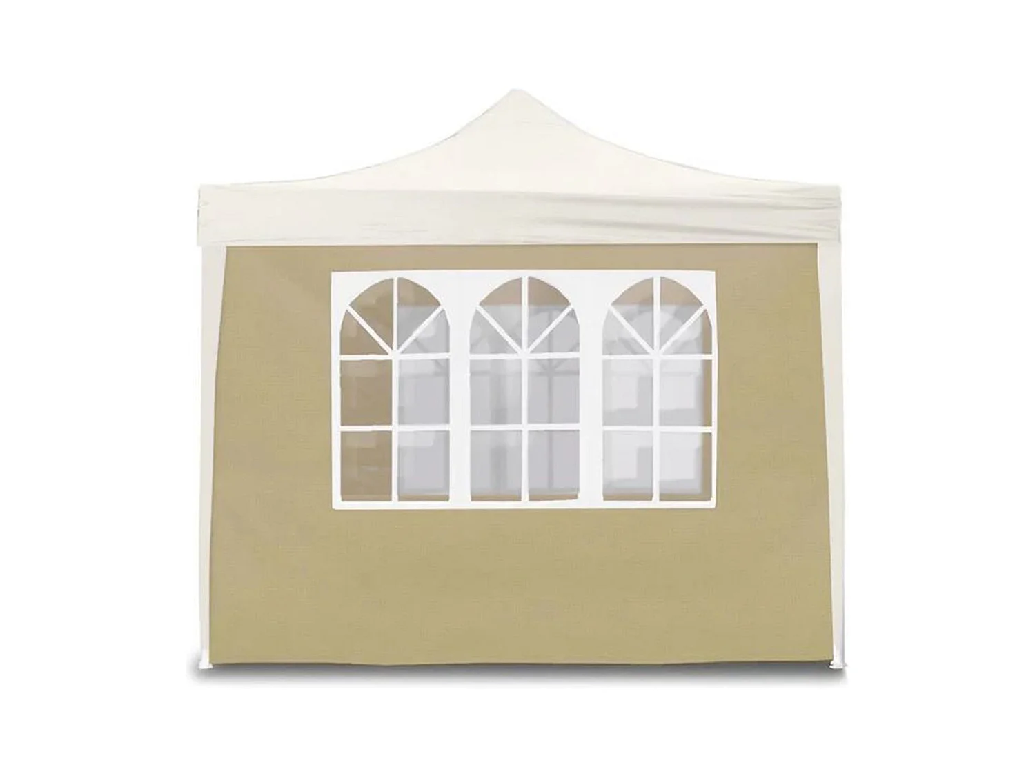 Couverture latérale beige 3x2m avec fenêtres pour tonnelle pliable 3x3m