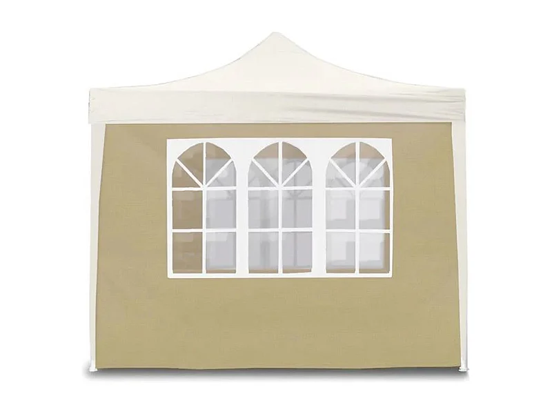3x2m beige zijafdekking met ramen voor opvouwbaar tuinpaviljoen van 3x3m