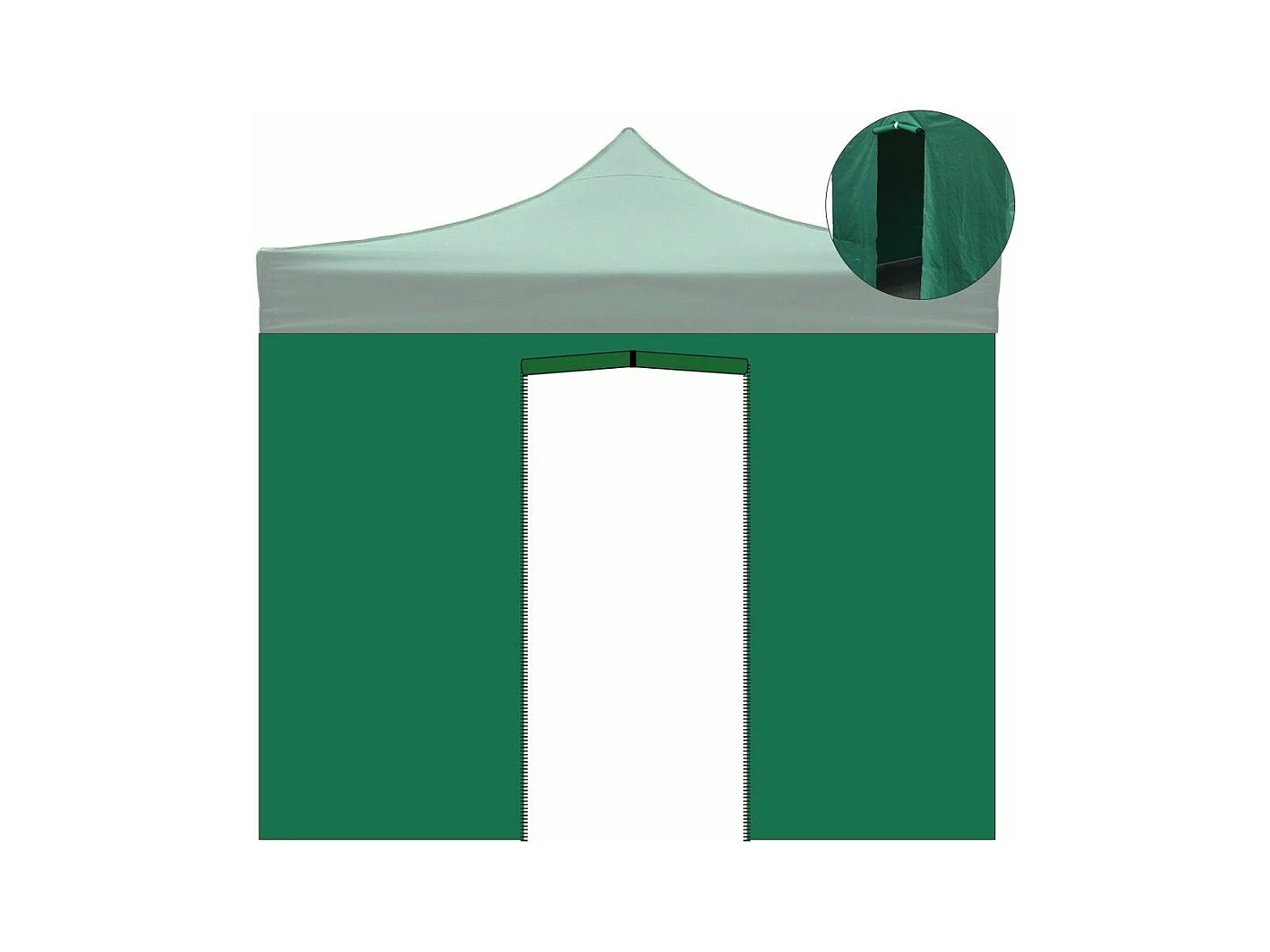 Bâche latérale imperméable verte 3x2m avec porte enroulable pour tonnelle pliable 3x3m