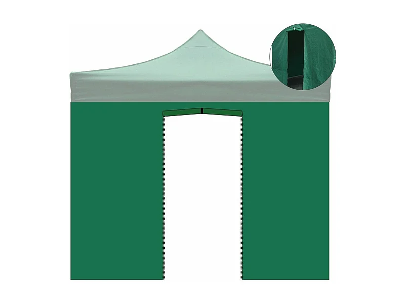 3x2m groene waterdichte zijafdekking met oproldeur voor 3x3m opvouwbaar tuinpaviljoen