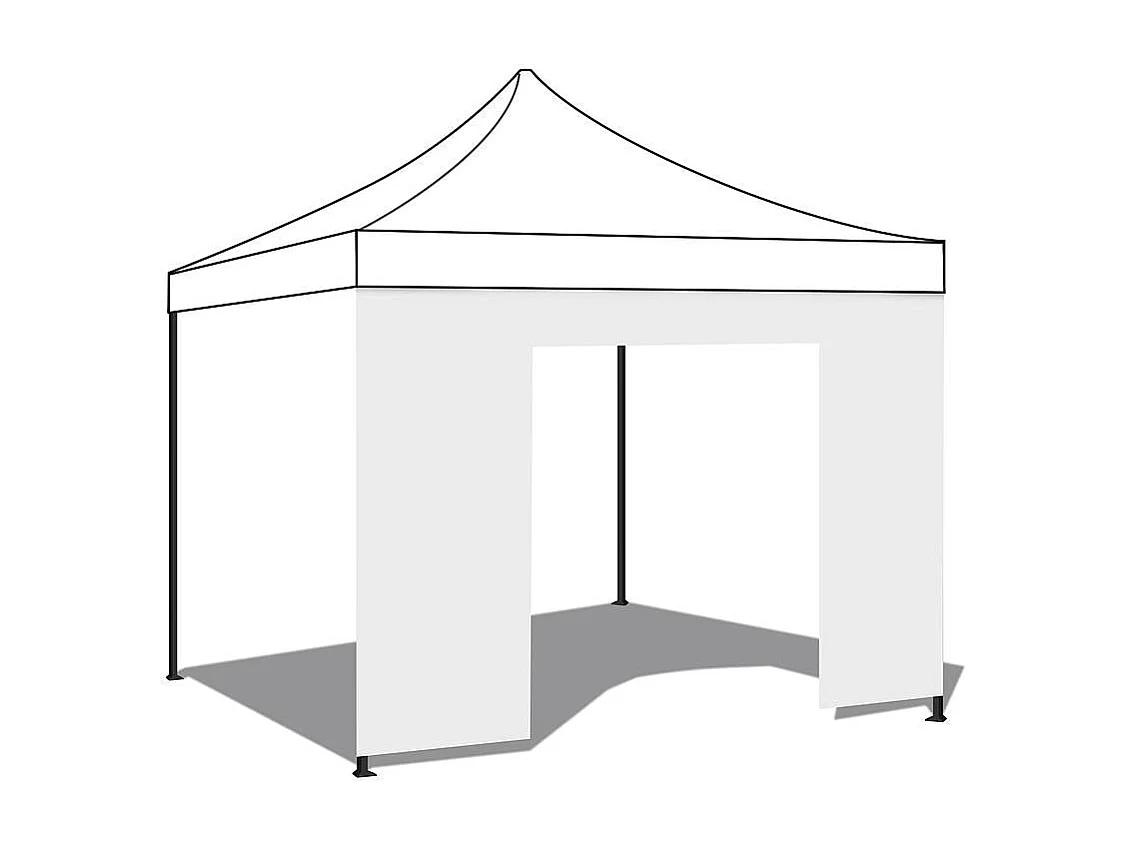 Bâche latérale imperméable blanche 4,5x2m avec porte enroulable pour tonnelle refermable