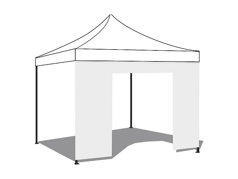 Folha lateral impermeável branca de 4,5x2m com porta de enrolar para gazebo que pode ser fechada novamente