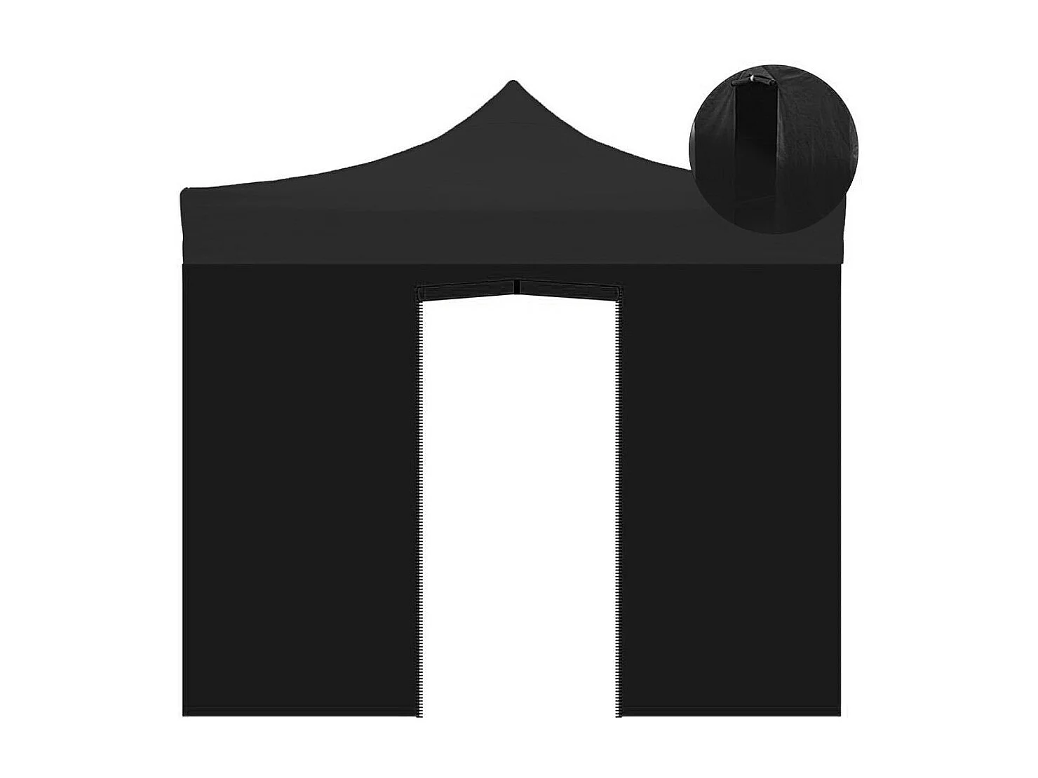 Housse latérale imperméable noire 3x2m avec porte enroulable pour tonnelle refermable