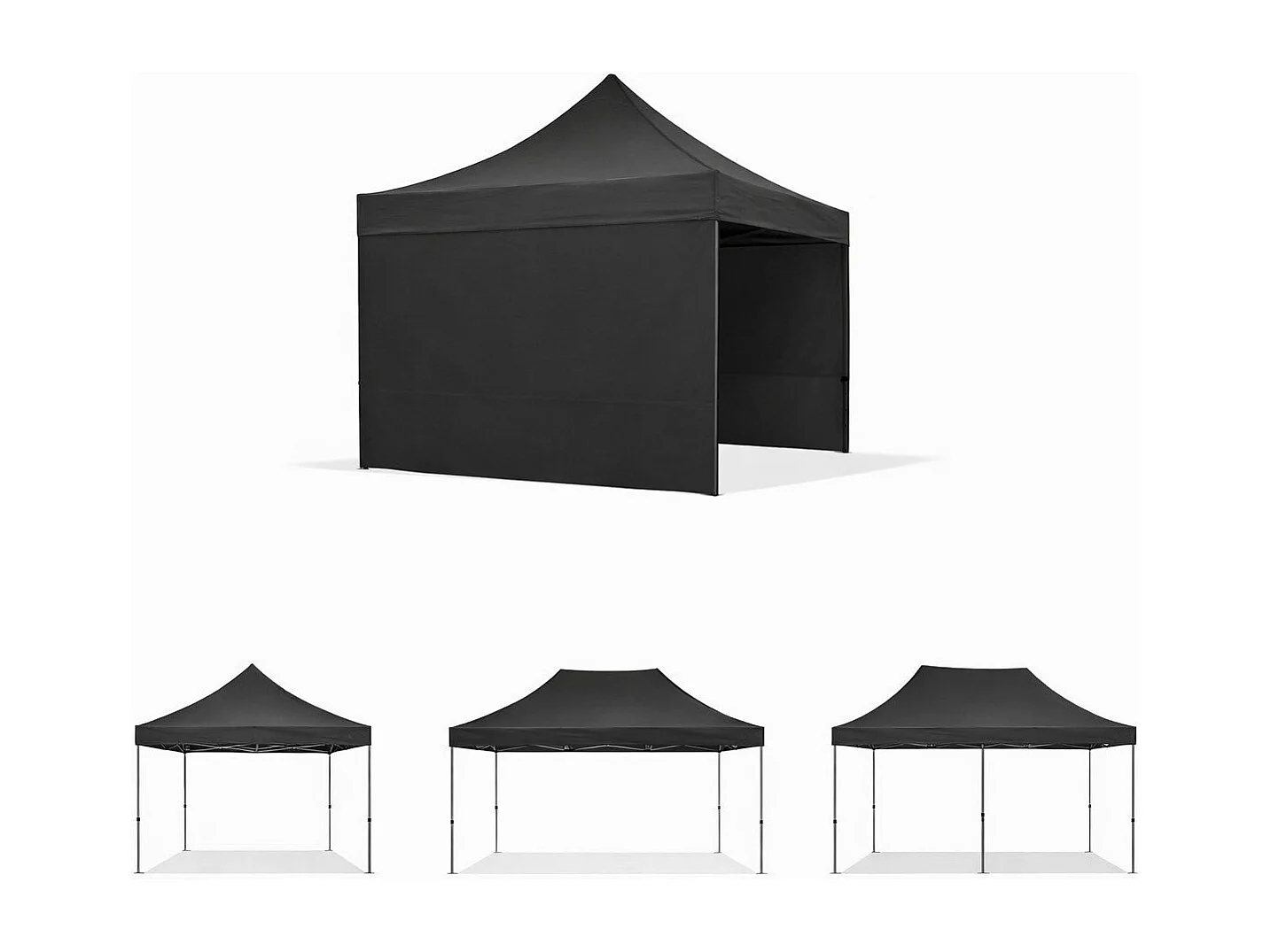 Housse latérale imperméable noire 3x2m avec porte enroulable pour tonnelle refermable