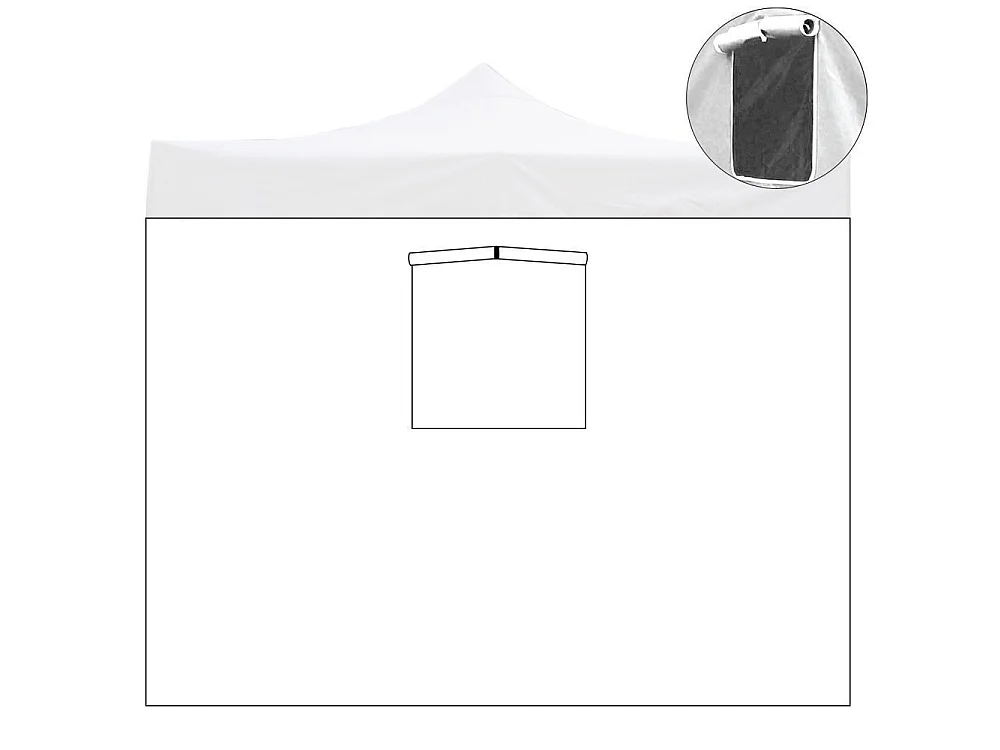Toldo lateral branco impermeável de 2x2m com janela de substituição para gazebo dobrável