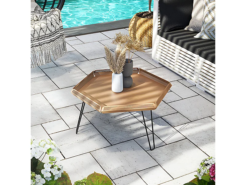 Tables basses de jardin en Acier - Céleste - red brown métallisé