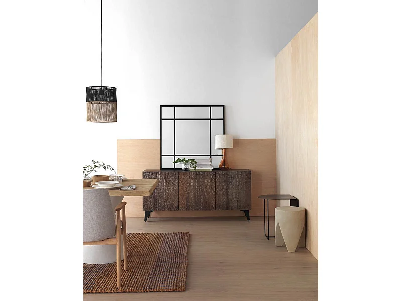 Credenza 3 ante legno di mango imitazione pelle caimano bronzo