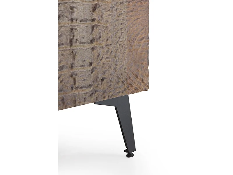 Aparador 3 portas madeira de manga imitação de couro de jacaré bronze