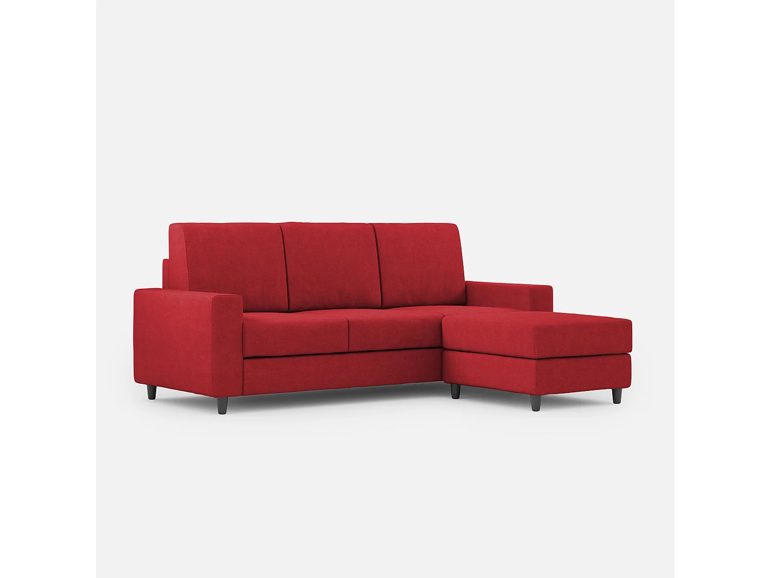 Sakar 3-zitsbank (drie zitplaatsen 60cm) + poef buitenafmetingen L.208 P.155 kleur rood