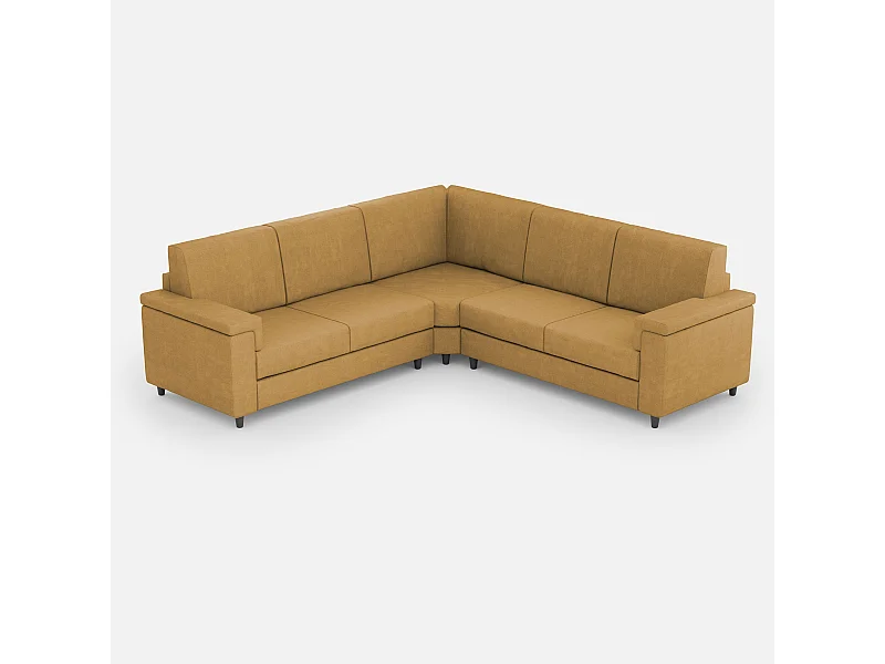 Sofá médio Marrak de 2 lugares (dois assentos de 70cm) + canto + sofá médio de 2 lugares (dois assentos 70cm) dimensões externas L.246x246 cor ocre