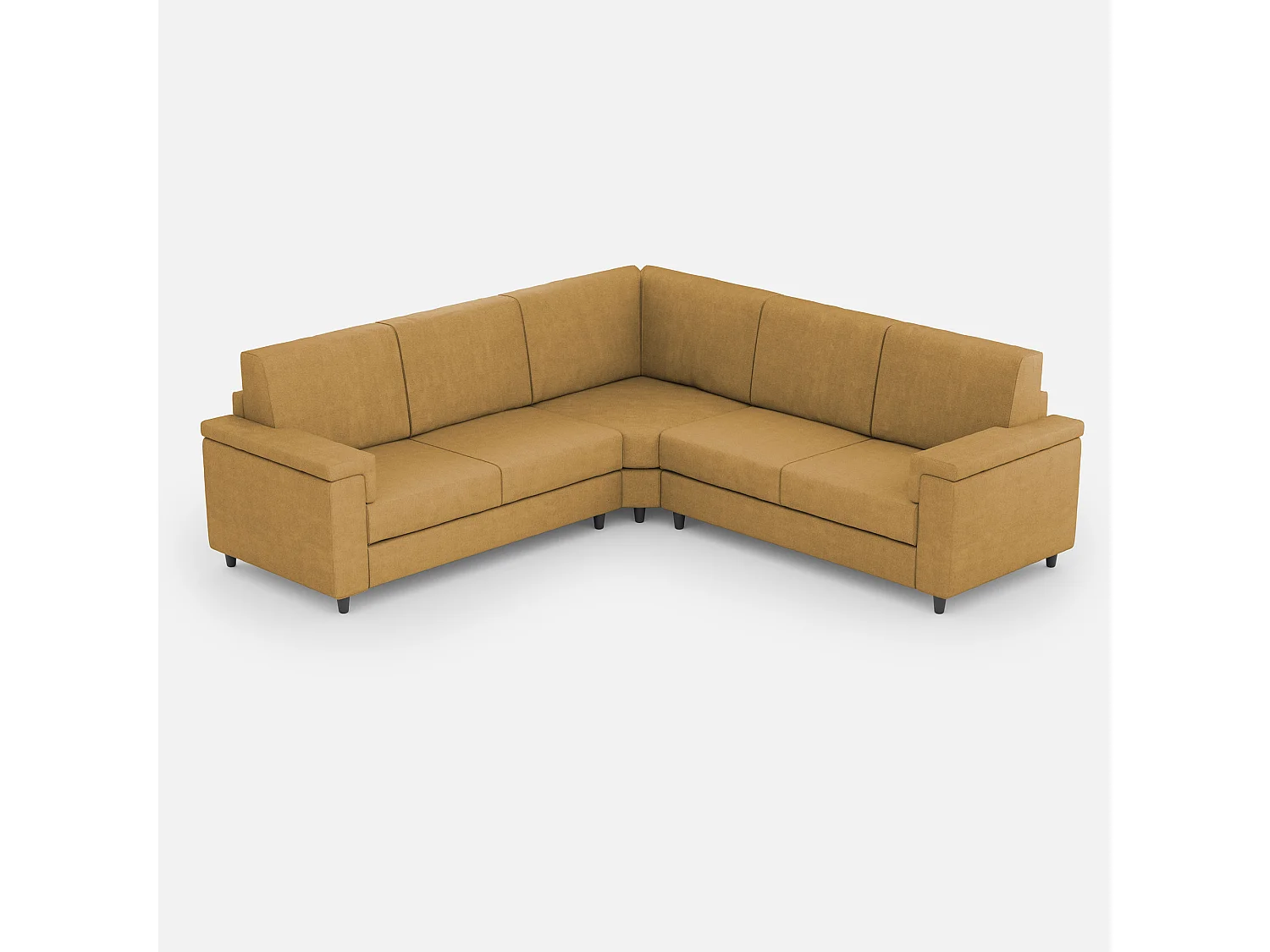 Canapé Marrak moyen 2 places (deux places 70cm) + coin + canapé moyen 2 places (deux places 70cm) dimensions extérieures L.246x246 coloris ocre