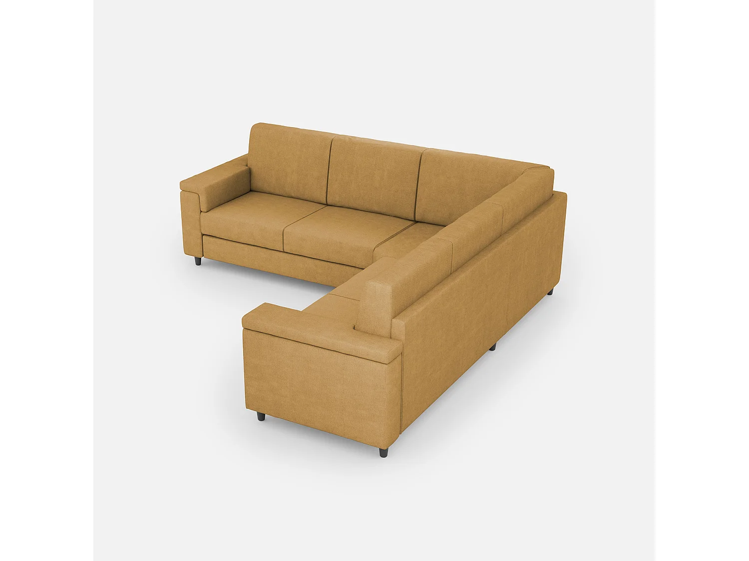 Canapé Marrak moyen 2 places (deux places 70cm) + coin + canapé moyen 2 places (deux places 70cm) dimensions extérieures L.246x246 coloris ocre