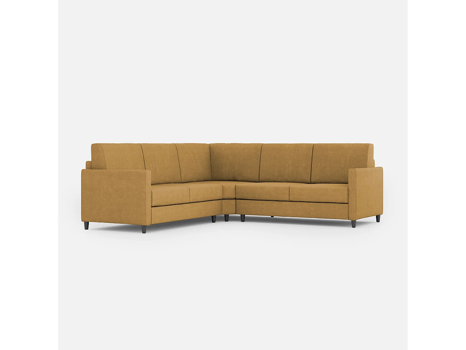 Karay mittelgroßes 2-Sitzer-Sofa (zwei 70-cm-Sitze) + Ecksofa + mittleres 2-Sitzer-Sofa (zwei 70-cm-Sitze), Außenmaße L.241x241 in Ockerfarbe