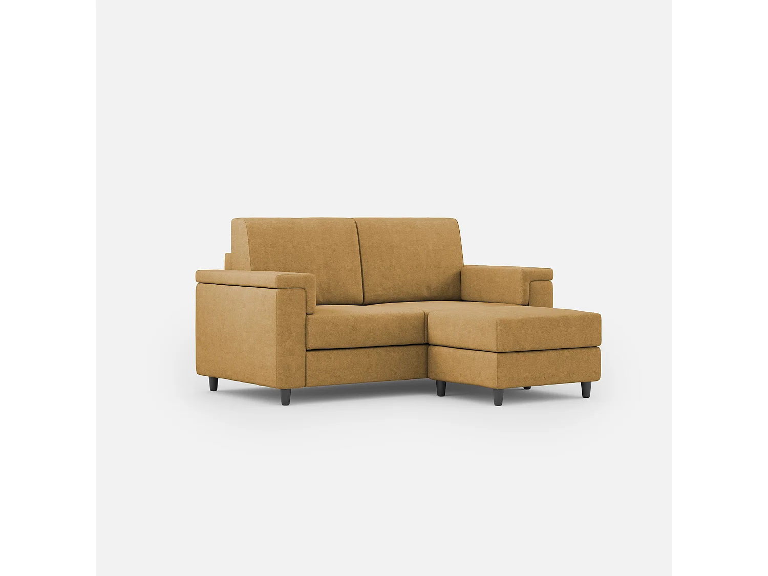 Sofá Marrak mediano de 2 plazas (dos plazas de 70 cm) + puf dimensiones exteriores L.168 P.145 color ocre