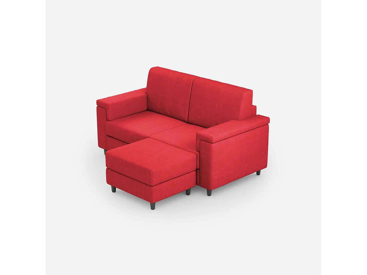 Divano Marrak 2 posti medio  (due sedute da 70cm) + pouf misure esterne L.168 P.145 colore rosso