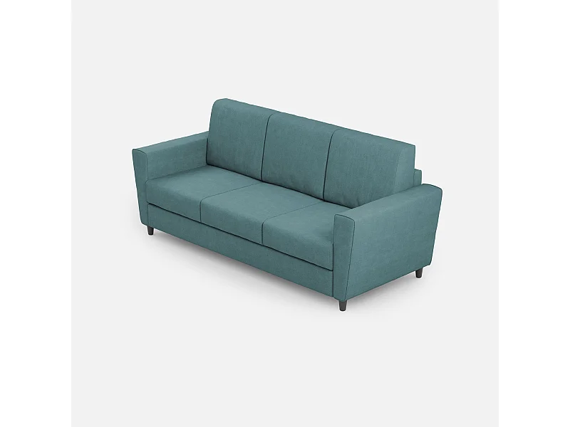 Divano Yasel 3 posti (tre sedute da 60cm) misure esterne L.212cm colore petrolio