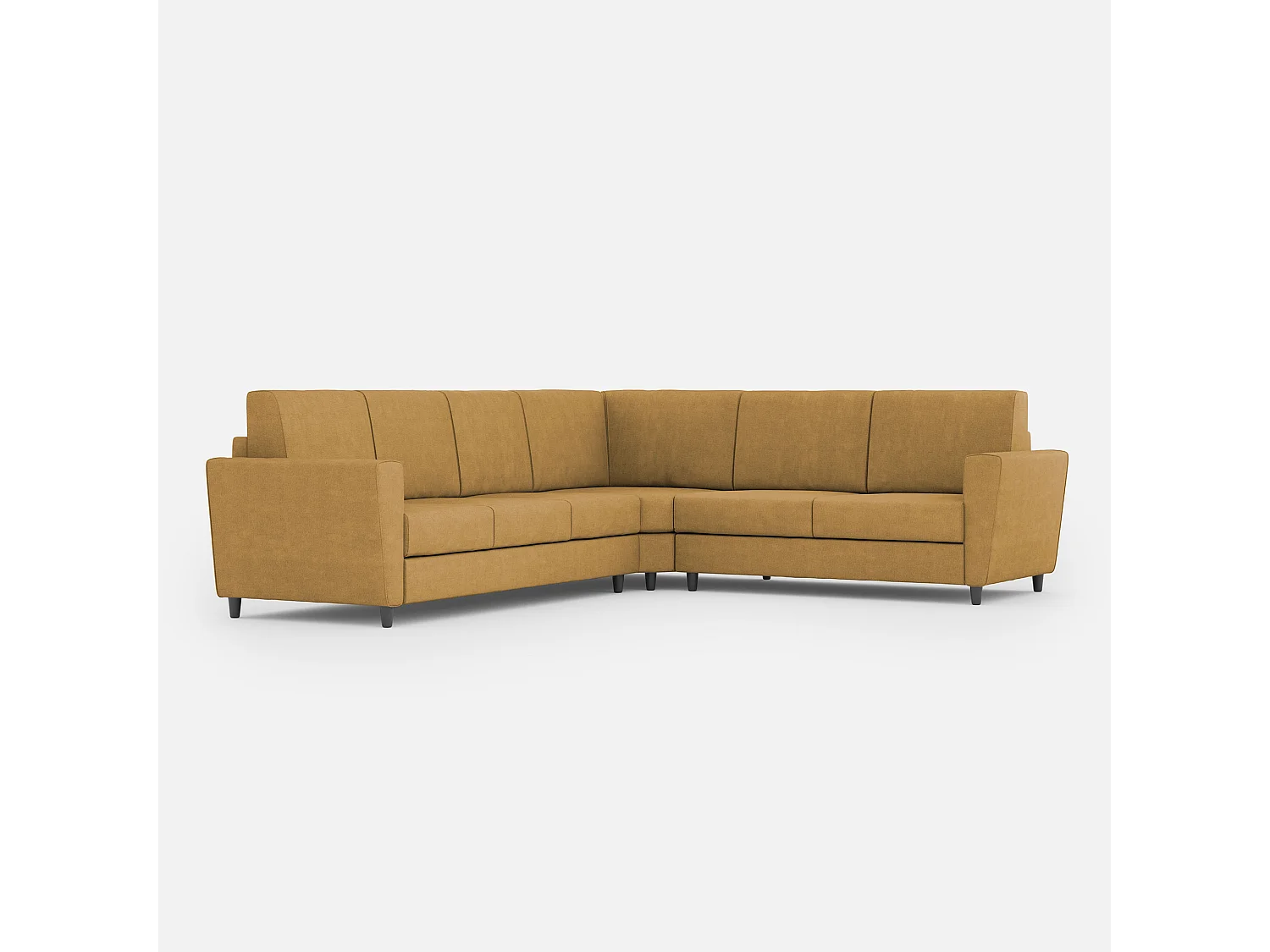 Yasel 3-zitsbank (drie zitplaatsen 60cm) + hoek + medium 2-zitsbank (twee zitplaatsen 70cm) buitenafmetingen L.288x248 oker