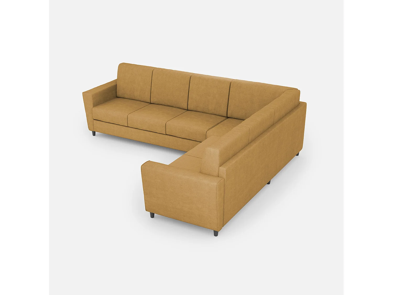 Yasel 3-zitsbank (drie zitplaatsen 60cm) + hoek + medium 2-zitsbank (twee zitplaatsen 70cm) buitenafmetingen L.288x248 oker