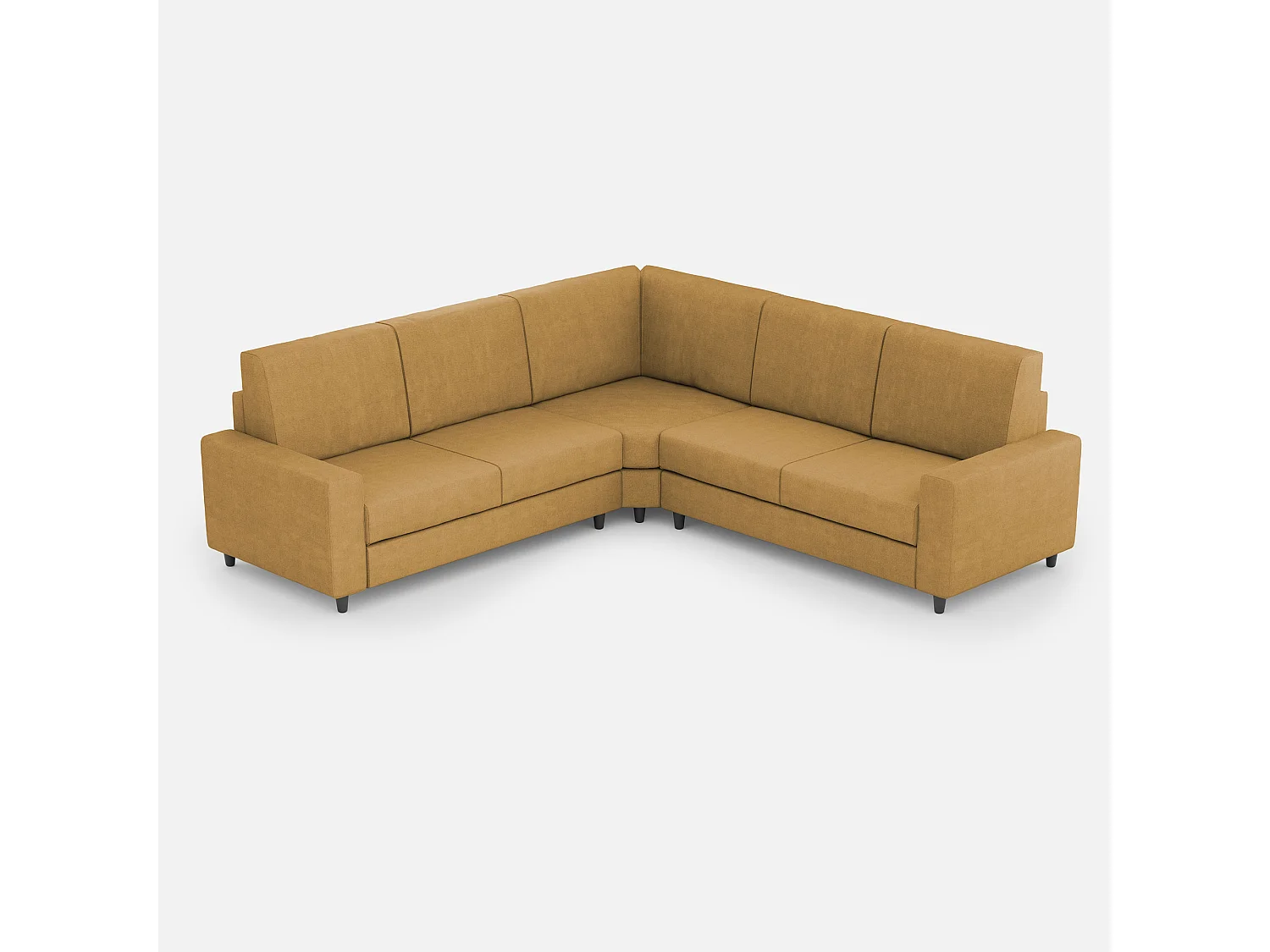 Sofá Sakar médio de 2 lugares (dois assentos de 70cm) + canto + sofá médio de 2 lugares (dois assentos de 70cm) dimensões externas L.246x246 cor ocre