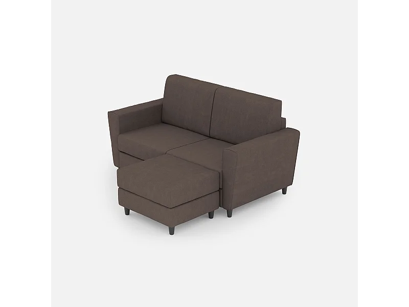 Sofá Yasel mediano de 2 plazas (dos plazas de 70 cm) + puf dimensiones exteriores L.172 P.145 color topo