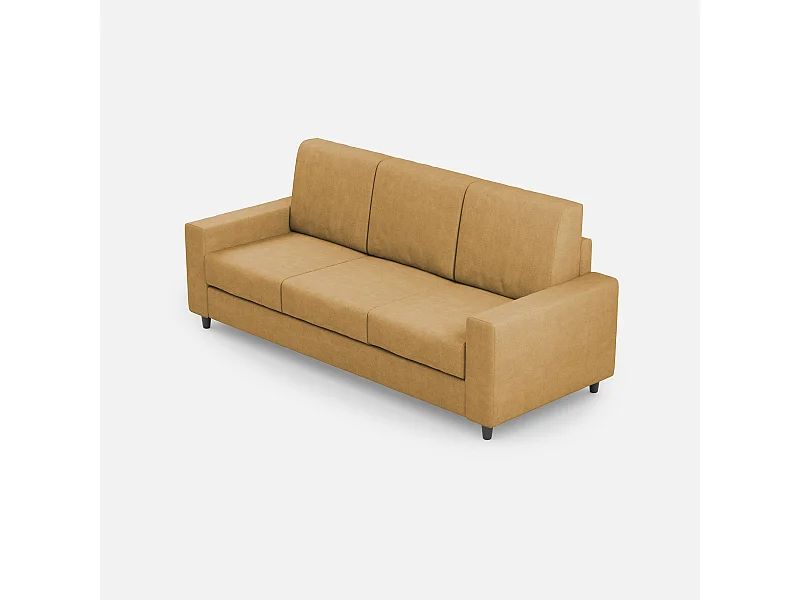 Sofá Sakar de 3 plazas (tres plazas de 60 cm) dimensiones exteriores L.208 cm color ocre