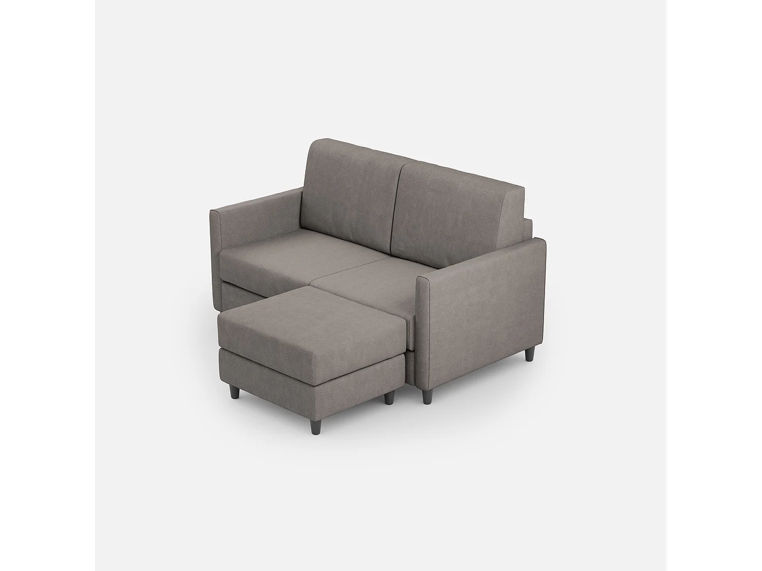 Divano Karay 2 posti (due sedute da 60cm) + pouf misure esterne L.138 P.155 colore grigio