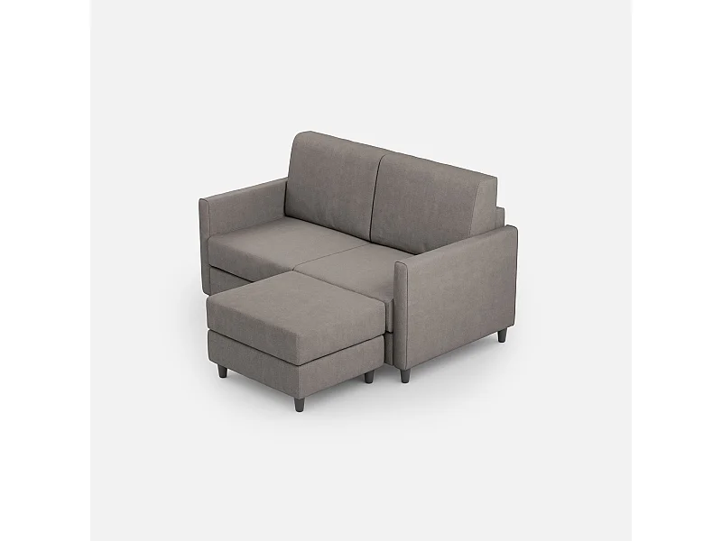 Divano Karay 2 posti (due sedute da 60cm) + pouf misure esterne L.138 P.155 colore grigio