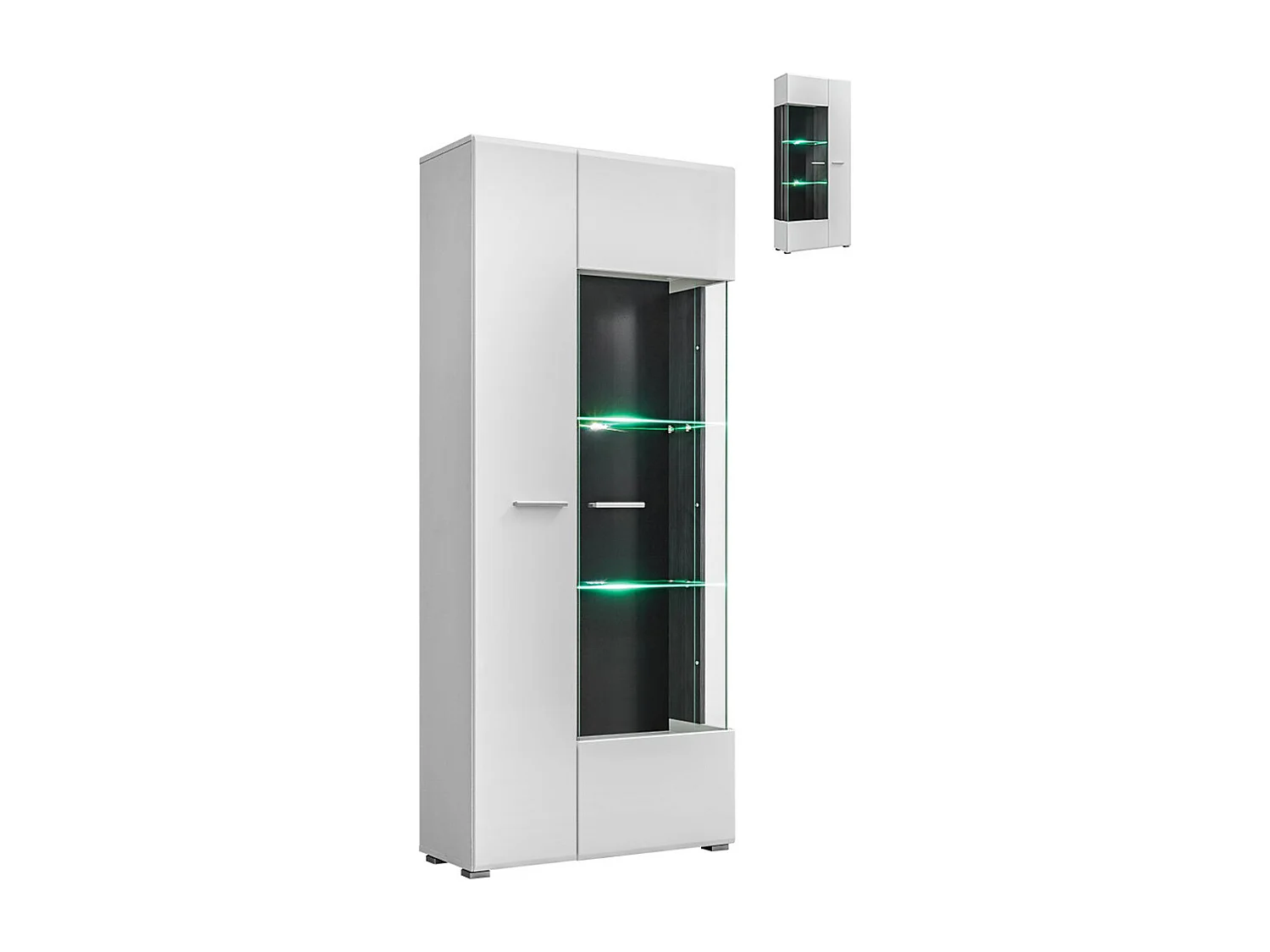 VITRINE REVERSIBLE WARNER BLANC LAQUE ET BOIS NOIR AVEC LED 80 X 190 CM