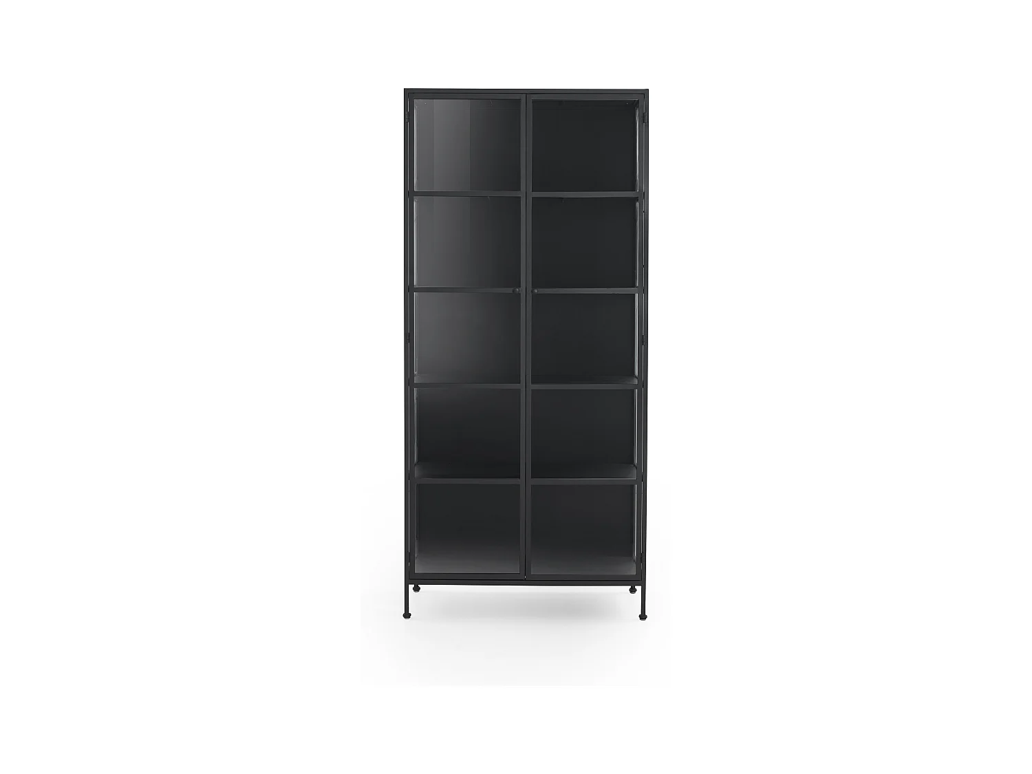 Vitrina alta puertas y laterales de cristal estructura metal negra